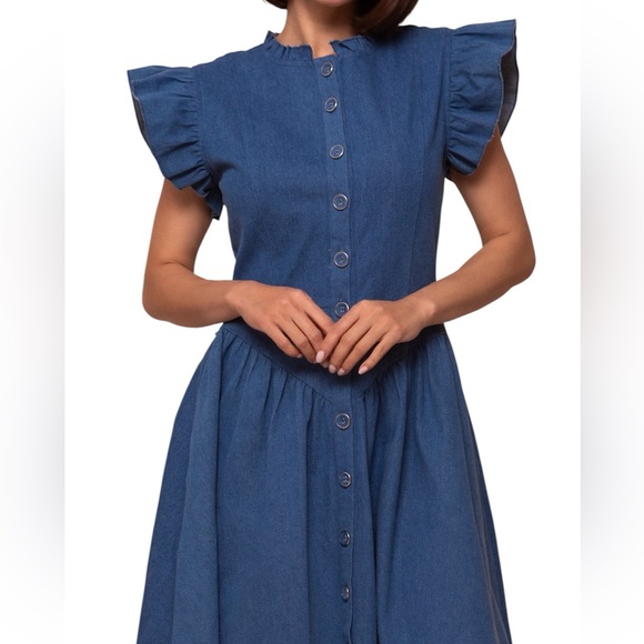 Ivy City Co Nelly Denim Blue Midi Dress - Picture 3 of 3